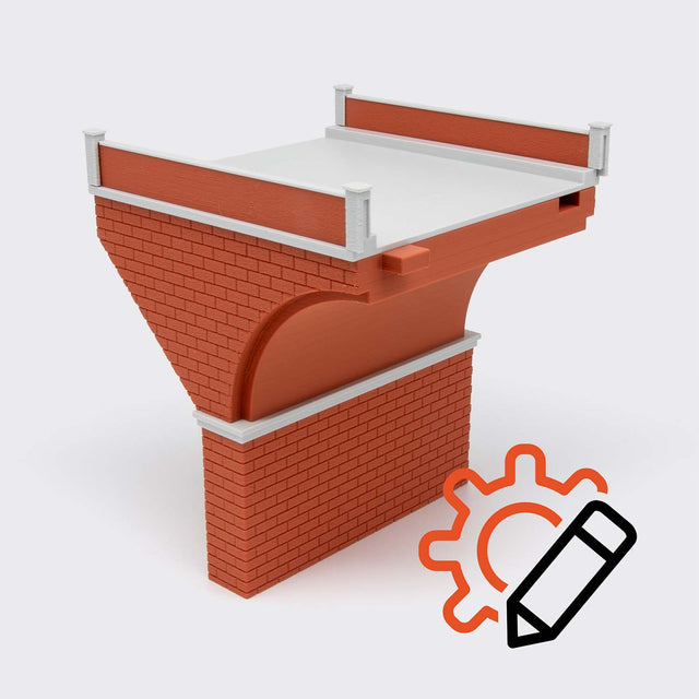 Spalla per ponte in muratura a 2 binari - Scala H0